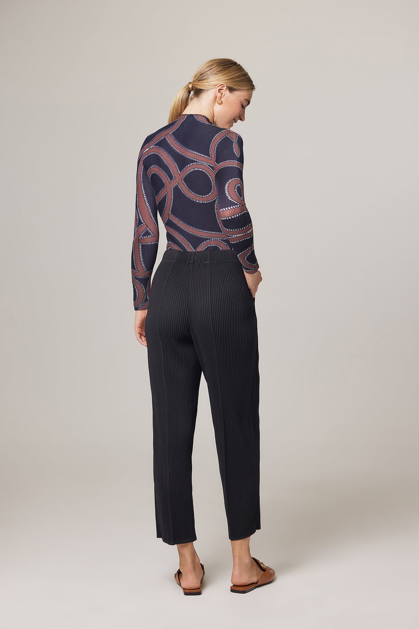 Julia Pin Tuck Double Knit Plissé Pant