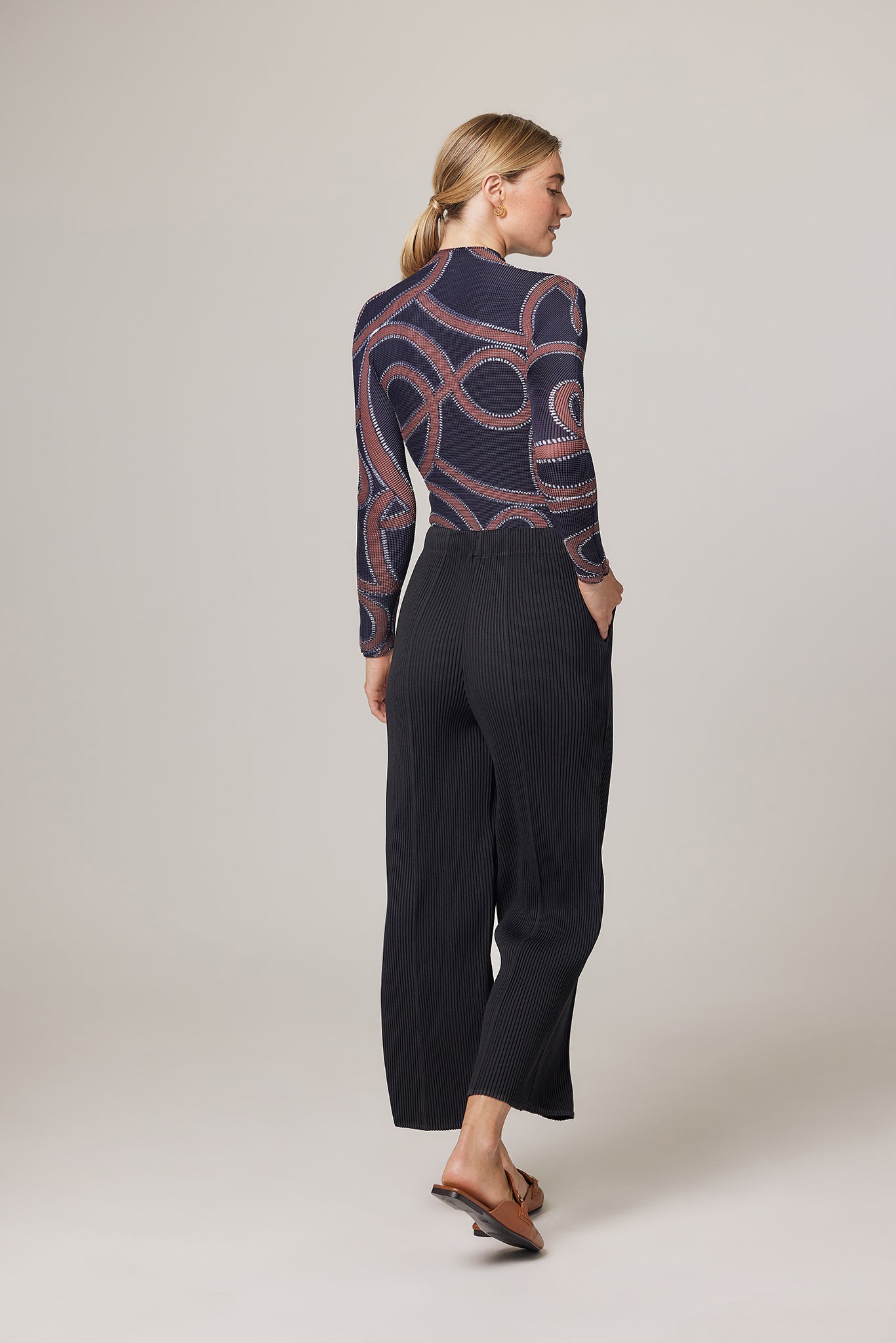 Julia Pin Tuck Double Knit Plissé Pant