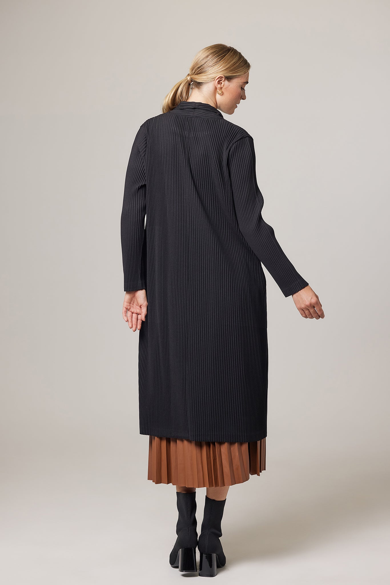 Ella Double Knit Plissé Coat