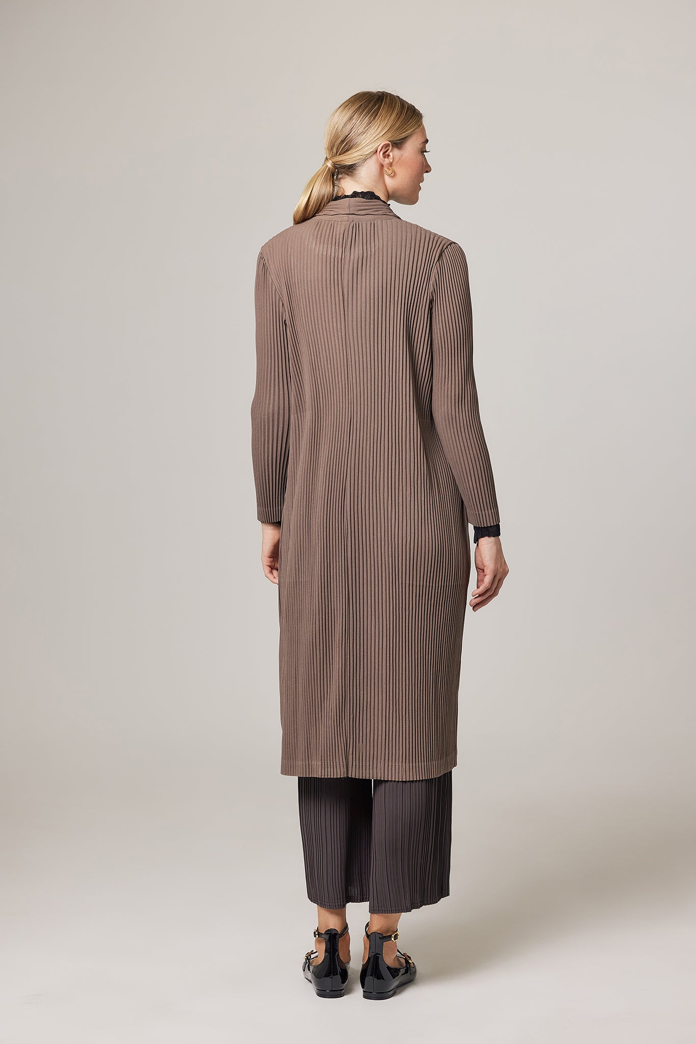 Ella Double Knit Plissé Coat