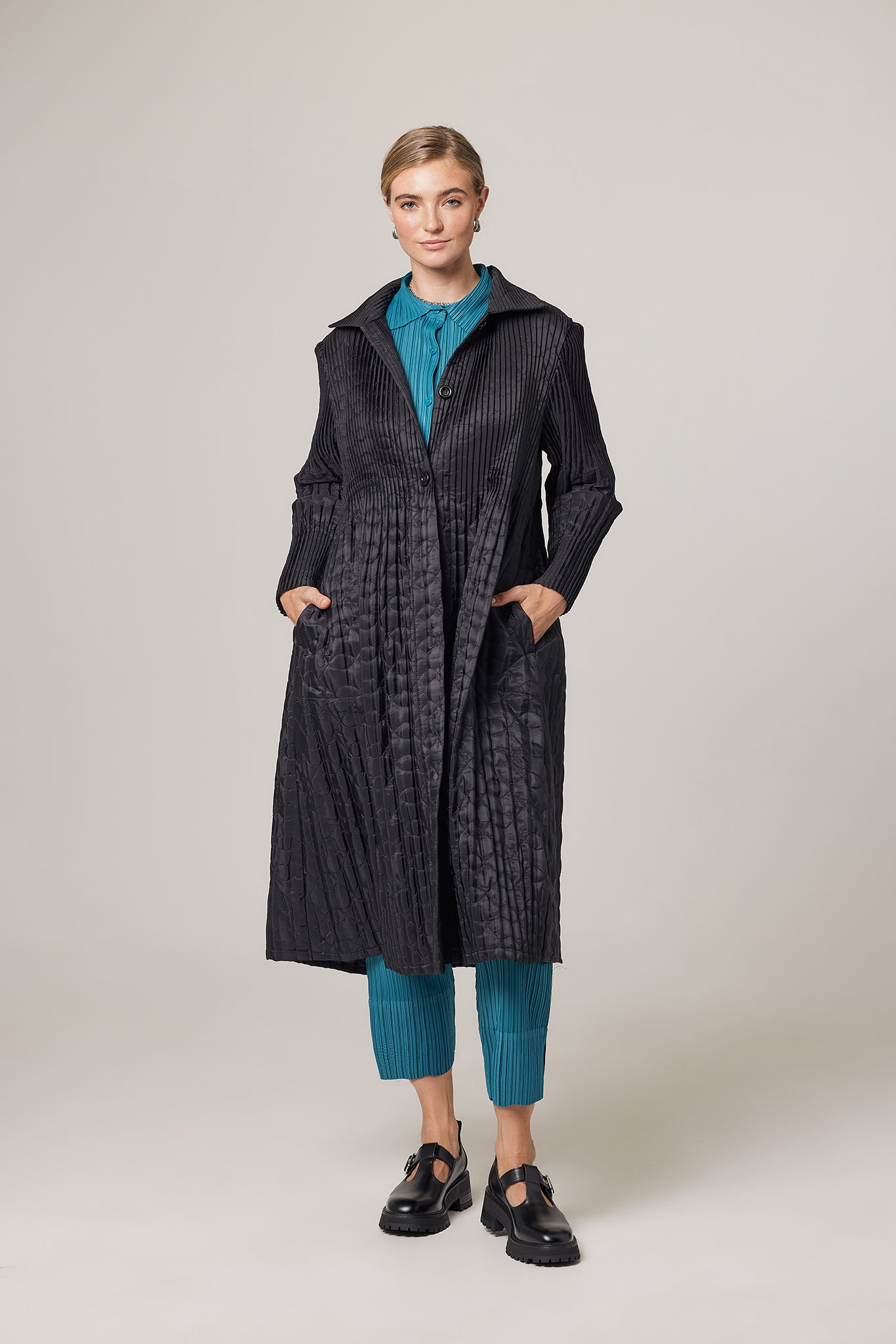 Celeste Petals Plissé Quilted Jacket