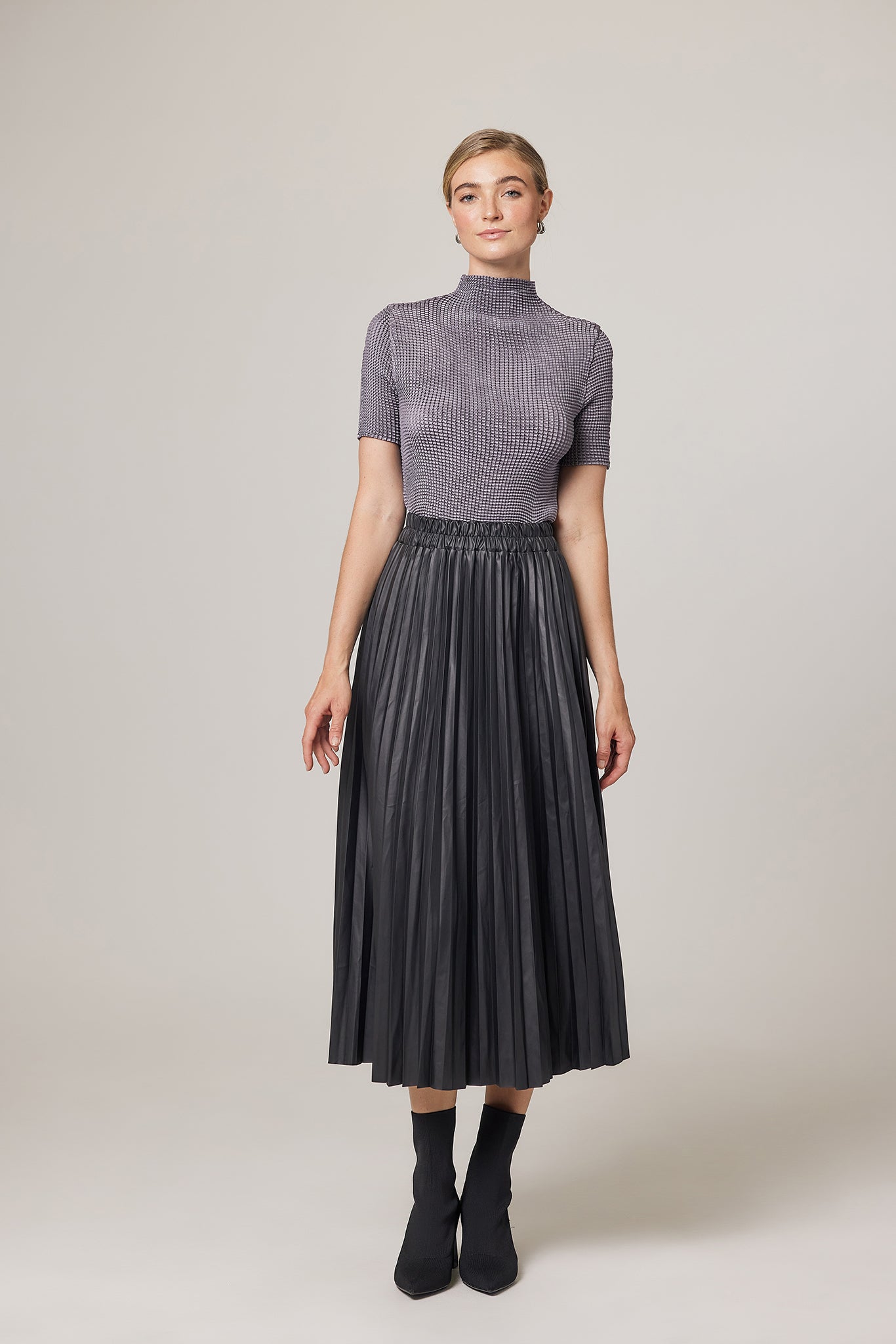 Mina Vegan Leather Pleated Skirt