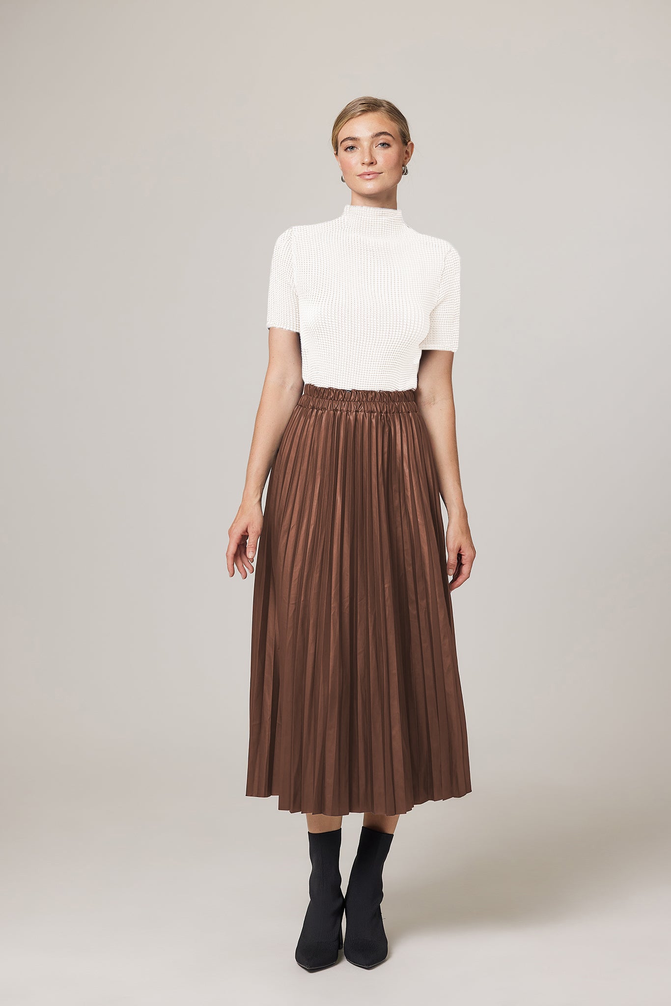 Mina Vegan Leather Pleated Skirt