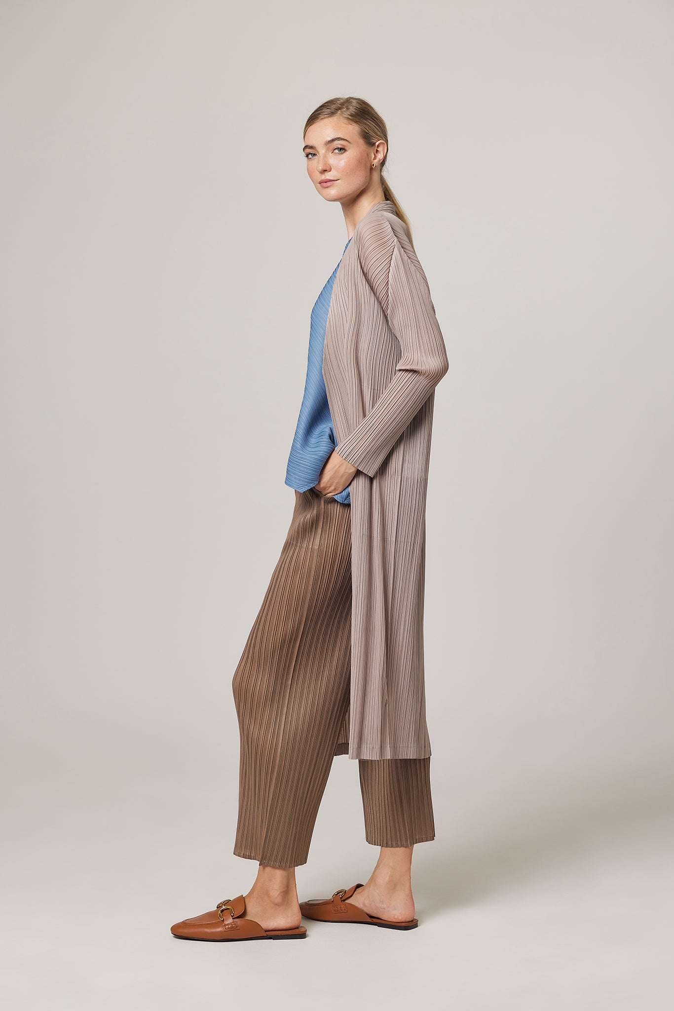 Rachel Plissé Satin Pull-on Pant