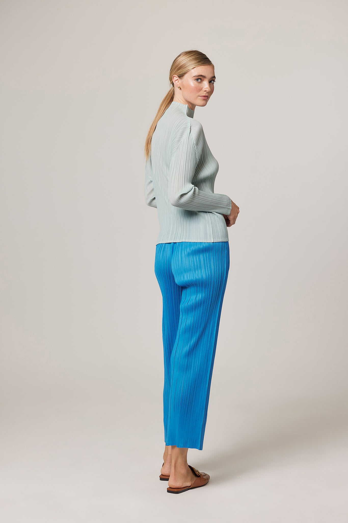 Rachel Plissé Satin Pull-on Pant