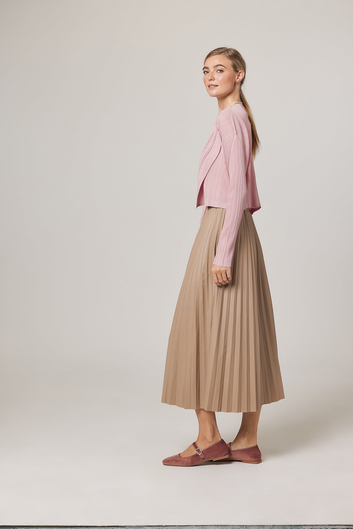 Mina Vegan Leather Pleated Skirt