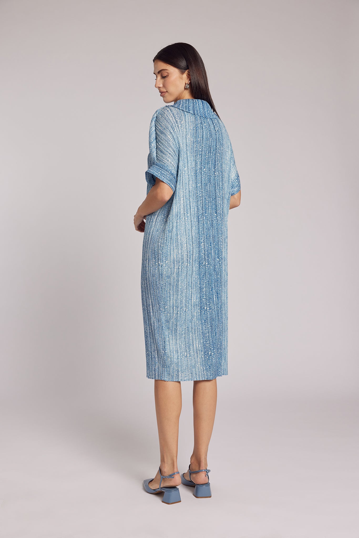 Eden Crystal Pleats Shirt Dress