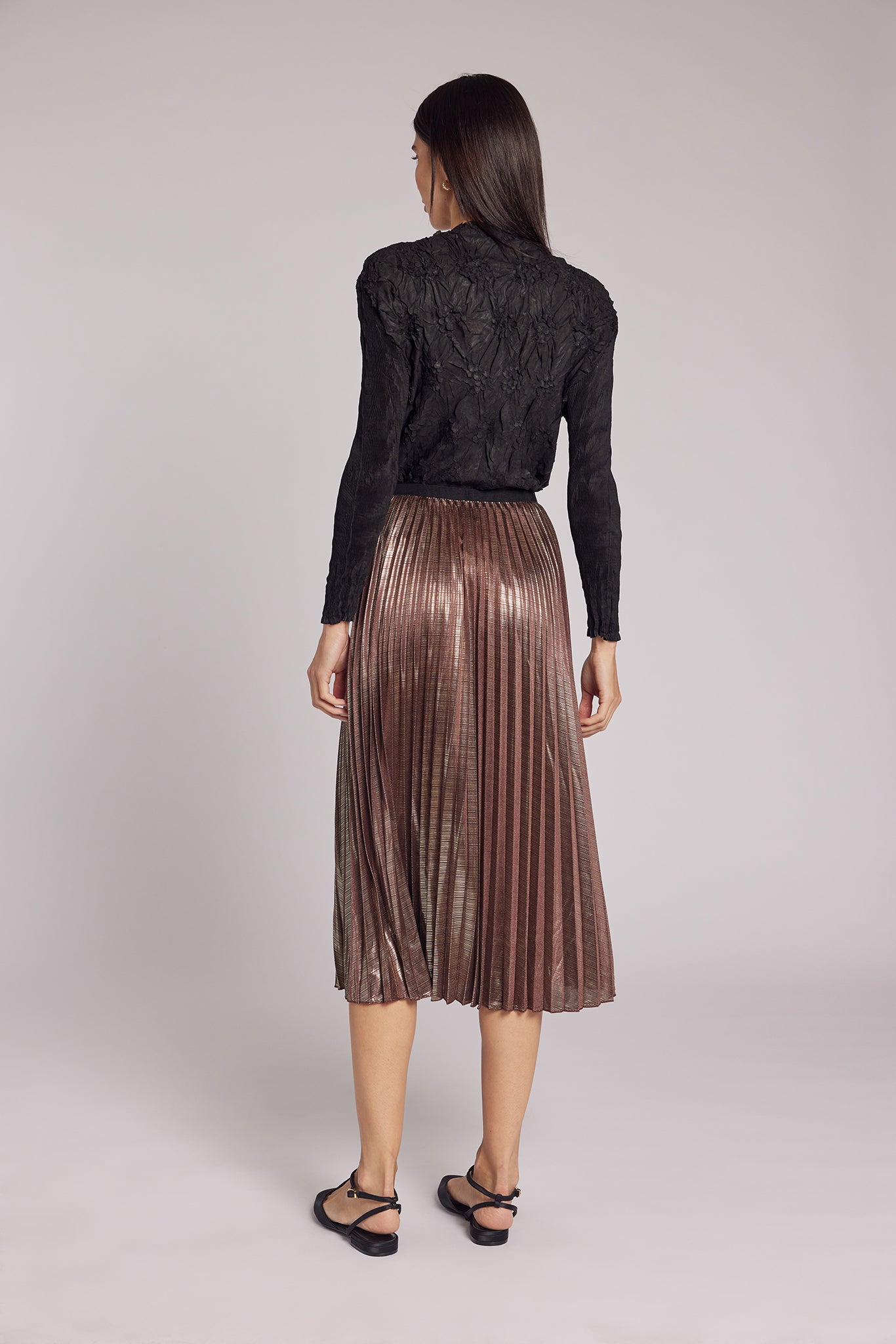 Esther Metallic Accordion Pleated Skirt