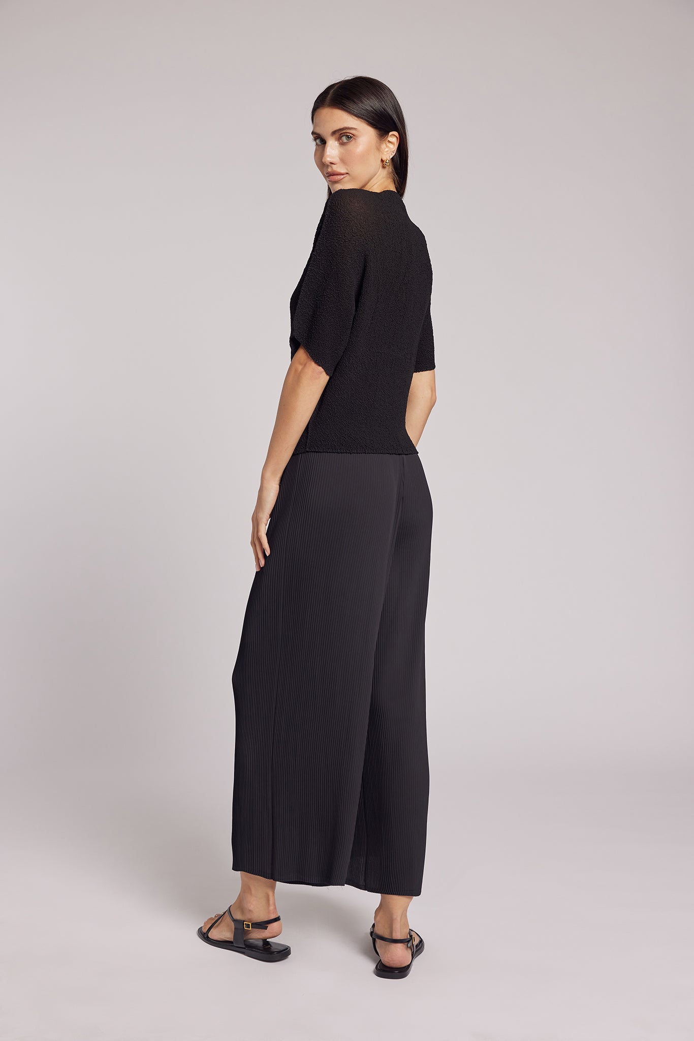 Christina Soft Matte Plissé Wide-Leg Pant