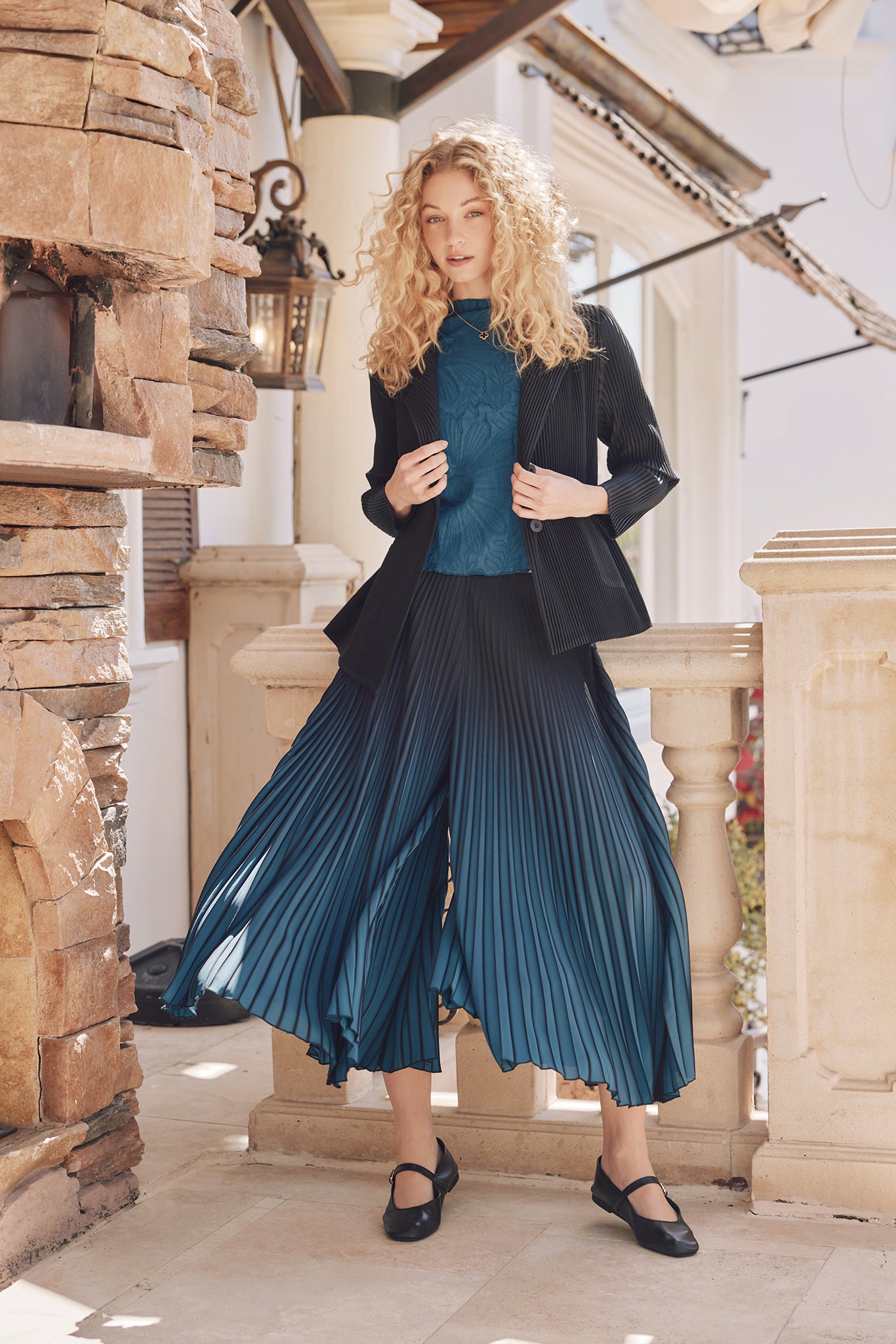 Leah Ombre Plissé Palazzo Pant