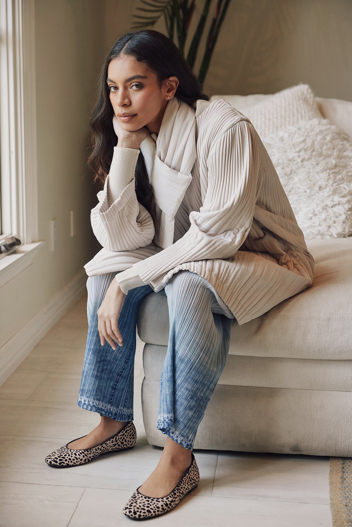 Lauren Denim Look Plissé Pant