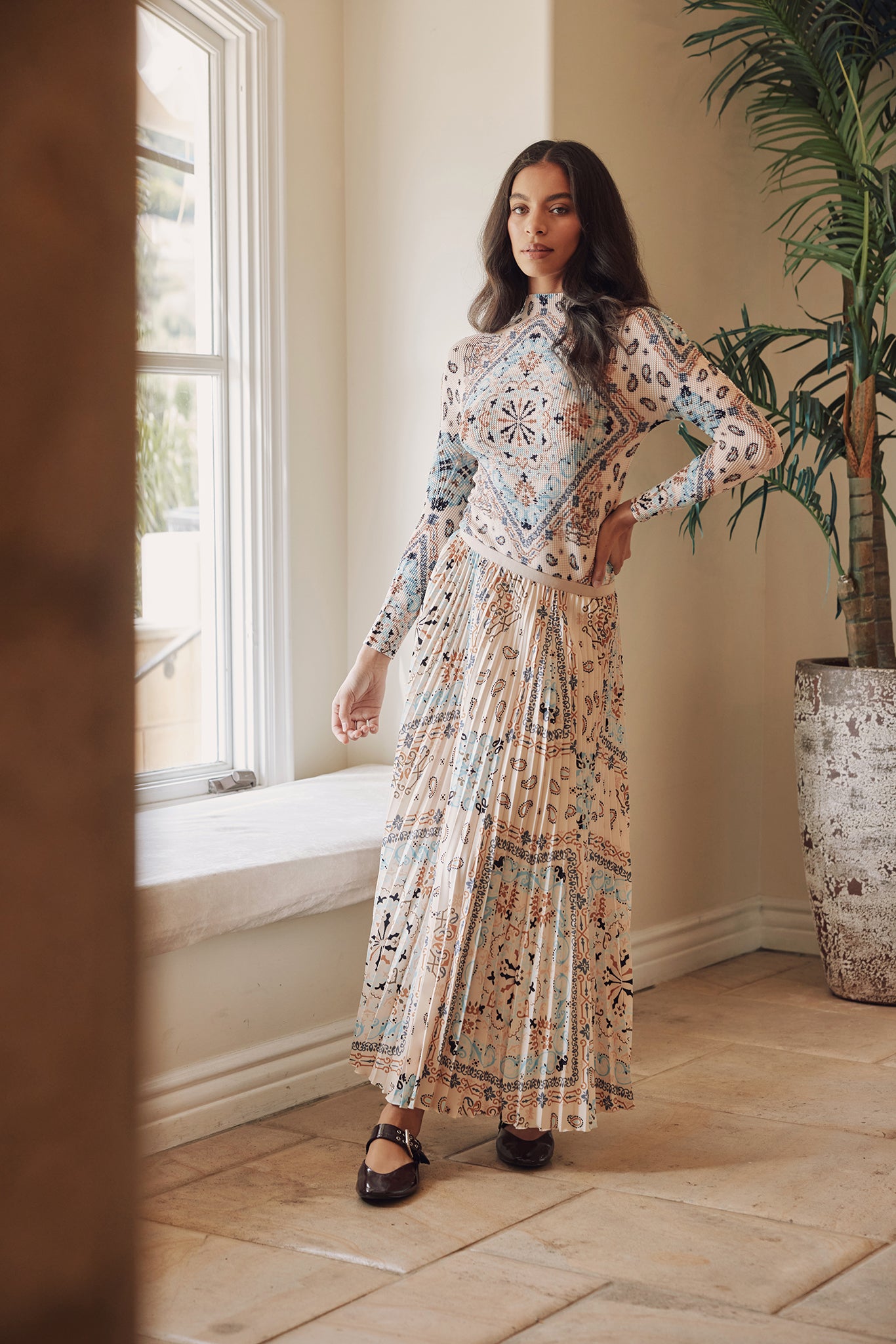 Arianna Kilim Pleated Skirt