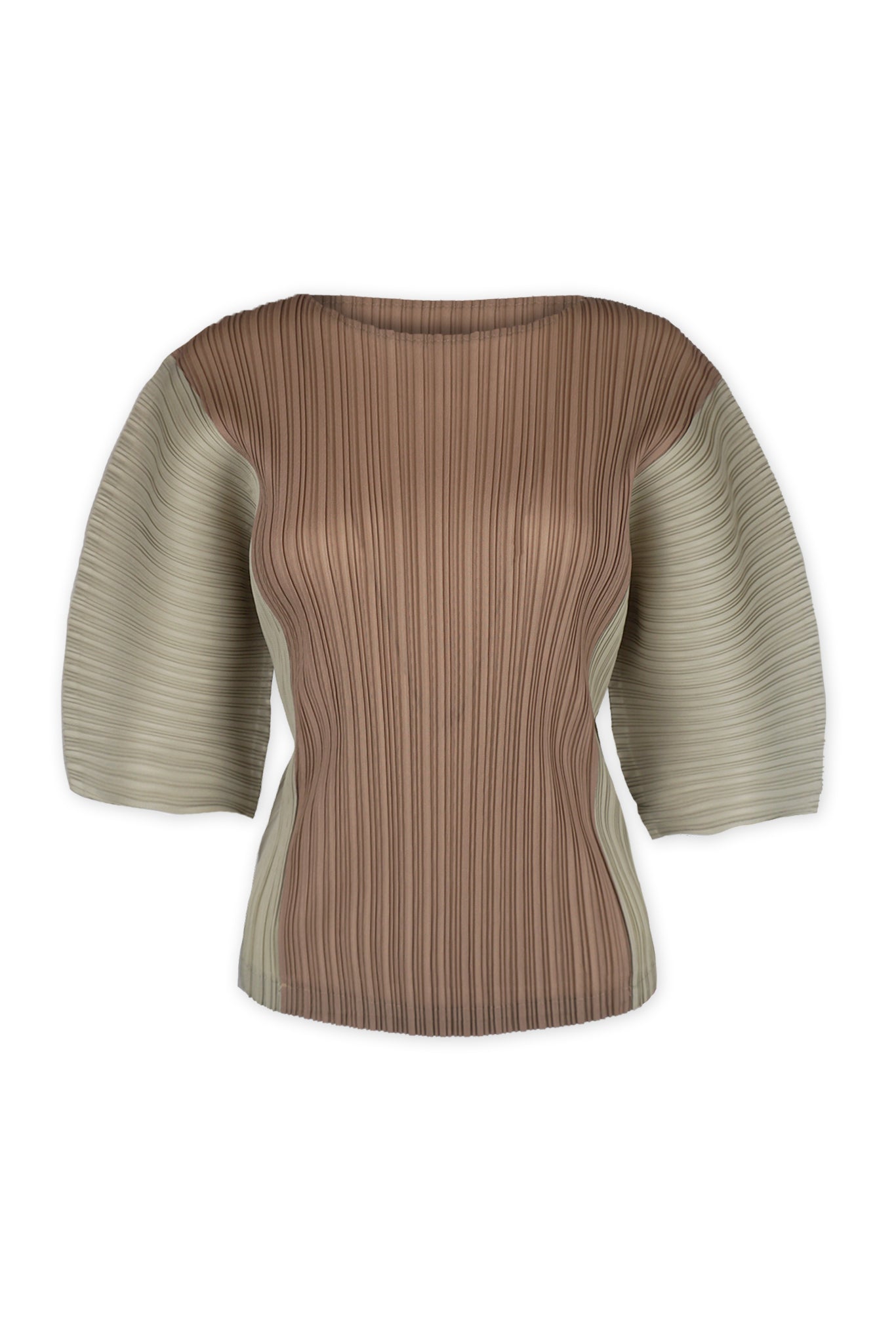 Isabella Plissé Satin Color-block Top