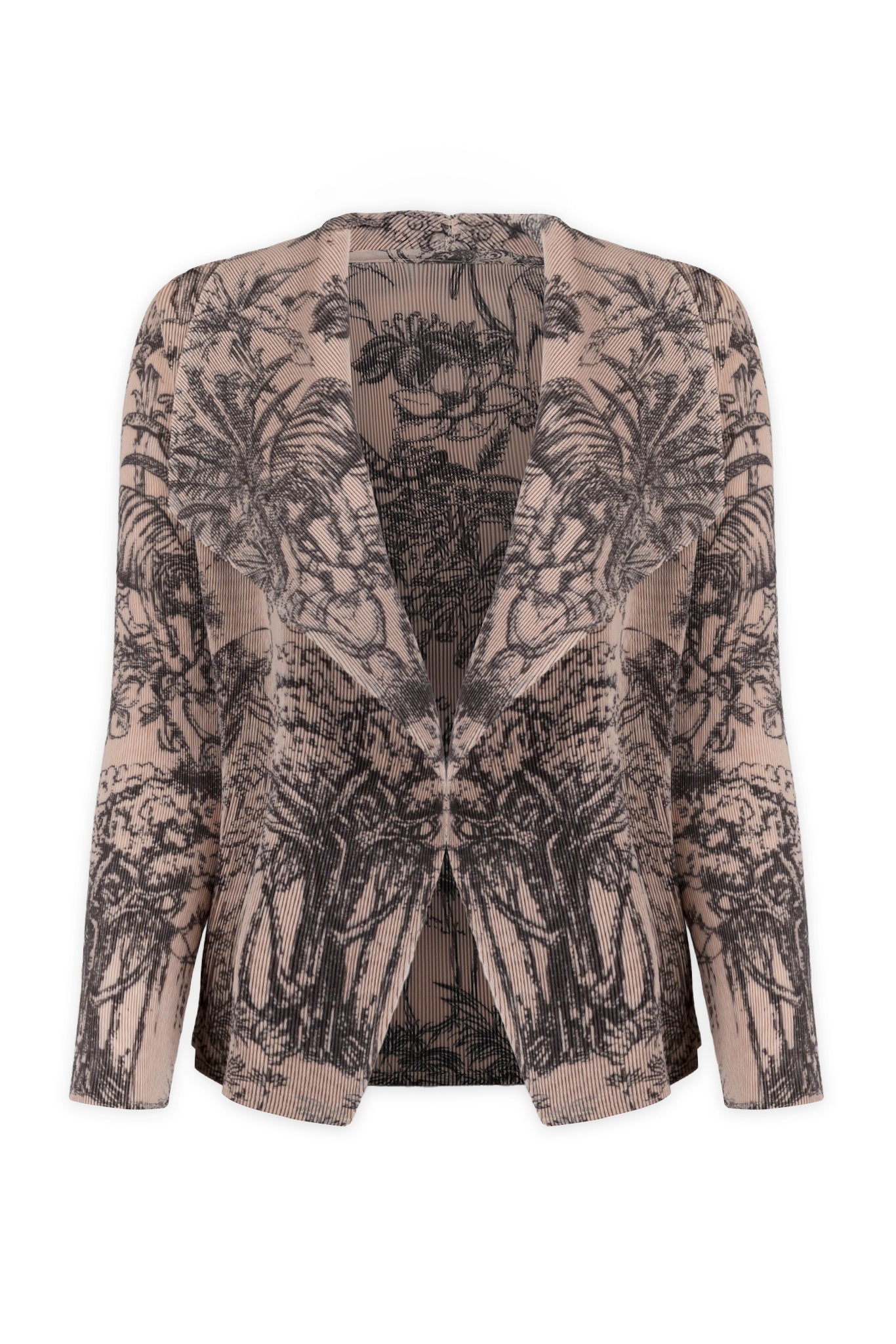 Jess Toile de Jouy Plissé Satin Shawl Cardigan